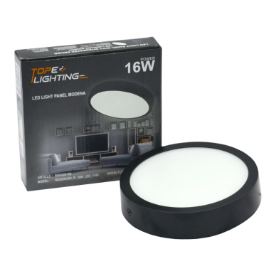 Surface round black LED panel "MODENA" 16W-3000K 7