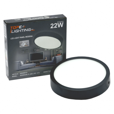 Virsapmetuma apalš melns LED panelis "MODENA" 22W-3000K 6 Virsapmetuma apalš melns LED panelis "MODENA" 22W-3000K 6