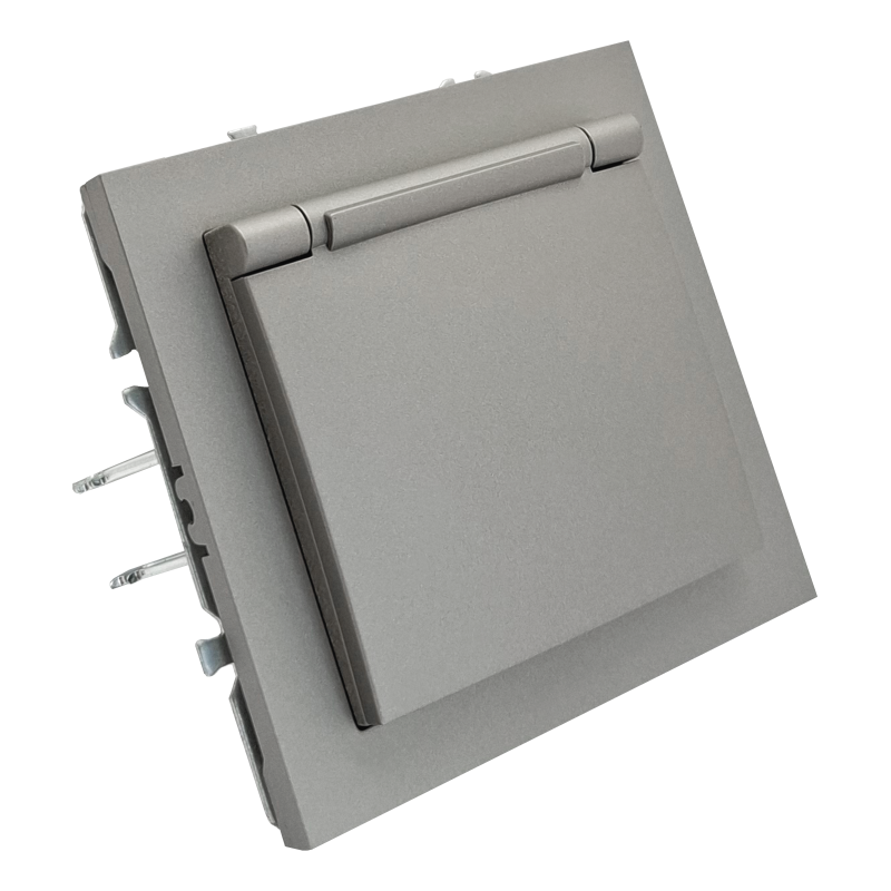 Grey socket with cover IP44 "BORA" (earthed, without frame) 1 Grey socket with cover IP44 "BORA" (earthed, without frame) 1