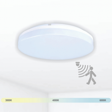 Ceiling and wall mounted luminaire with microwave sensor "RIOSENS" 15W