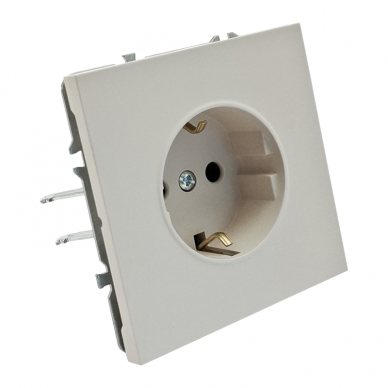 Одинарная кремовая розетка "BORA" (с заземлением, без рамки) 1 Одинарная кремовая розетка "BORA" (с заземлением, без рамки) 1